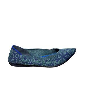 RARE Rothy’s Flats The Point Emerald Blue Snake Ballet Flat size 7.5